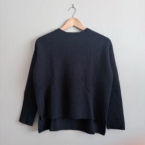 COS 100% wool sweater fully fashioned knit top longsleeve crewneck black XS
